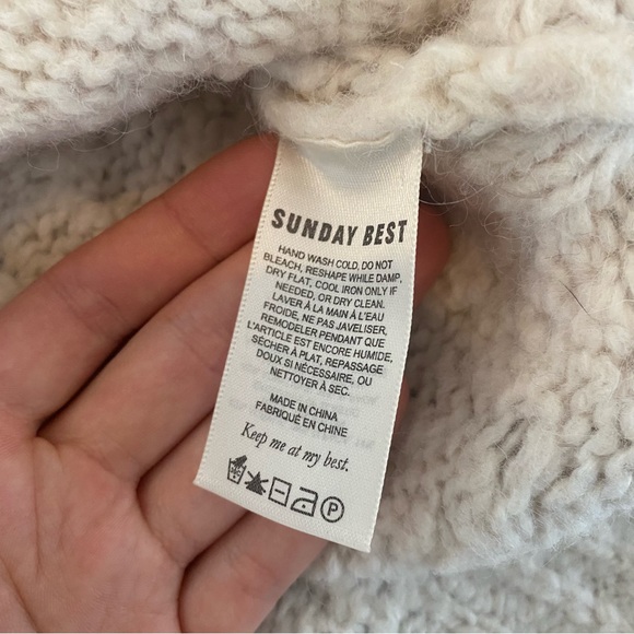 SUNDAY BEST beige cable knit Melly sweater, mockneck, size M - Picture 10 of 11